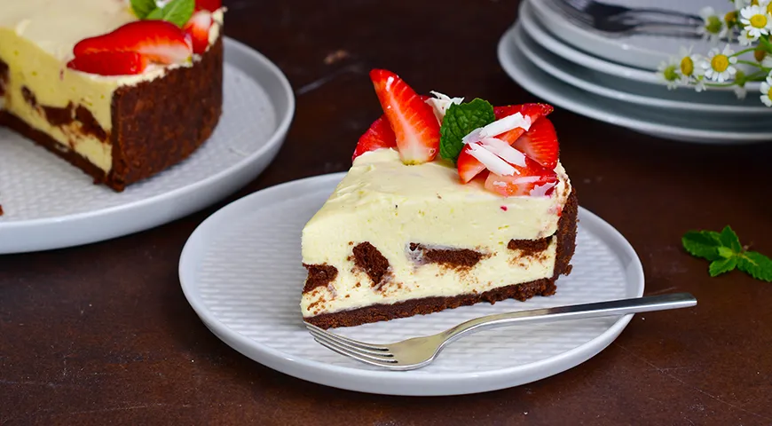 No-Bake-Käsekuchen mit weißer Schokolade