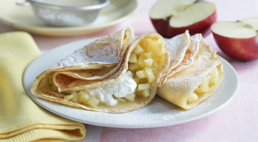 Quarkfüllung für Pfannkuchen mit pochierten Äpfeln